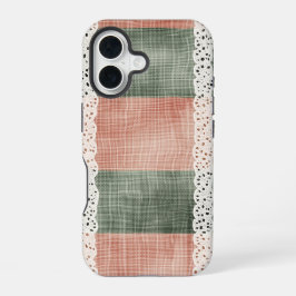 Rustic Meadow Check CottageCore telefoonhoesje iPhone 16 Hoesje