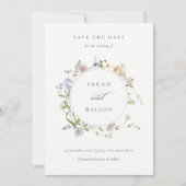 Rustic Meadow Floral met veel adem sparen de datum Bedankkaart (Voorkant)