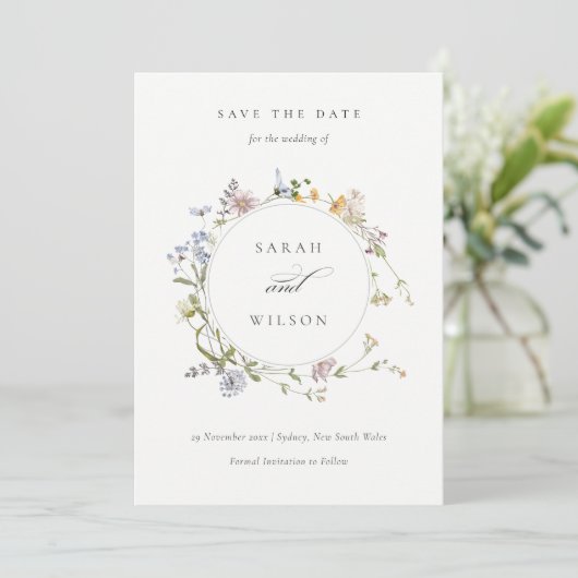 Rustic Meadow Floral met veel adem sparen de datum Bedankkaart (Staand voorkant)