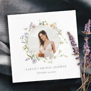 Rustic Meadow Floral Wreatfoto Vrijgezellenfeest Servet