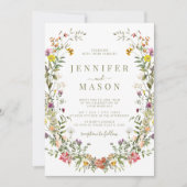 Rustic Meadow Flower Country Wedding Invitation Kaart (Voorkant)
