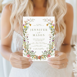 Rustic Meadow Flower Country Wedding Invitation Kaart