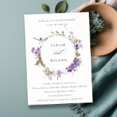 Rustic Meadow Lila Bloemen Krans Paren Douche Kaart