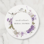 Rustic Meadow Lila Bloemenkrans Vrijgezellenfeest Bedankjes Labels (Voorkant)