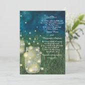 Rustic Meadow Night Mason Jar Firefly Wedding Kaart (Staand voorkant)