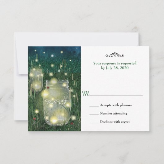 Rustic Meadow Summer Night Mason Jar Firefly RSVP (Voorkant)