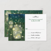 Rustic Meadow Summer Night Mason Jar Firefly RSVP (Voorkant / Achterkant)