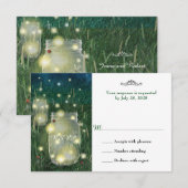 Rustic Meadow Summer Night Mason Jar Firefly RSVP Kaartje (Voorkant / Achterkant)