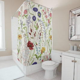 Rustic Meadow Wildflower Botanical Douchegordijn