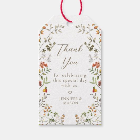 Rustic Meadow Wildflower Fall Wedding Dank u Cadeaulabel (Voorkant)