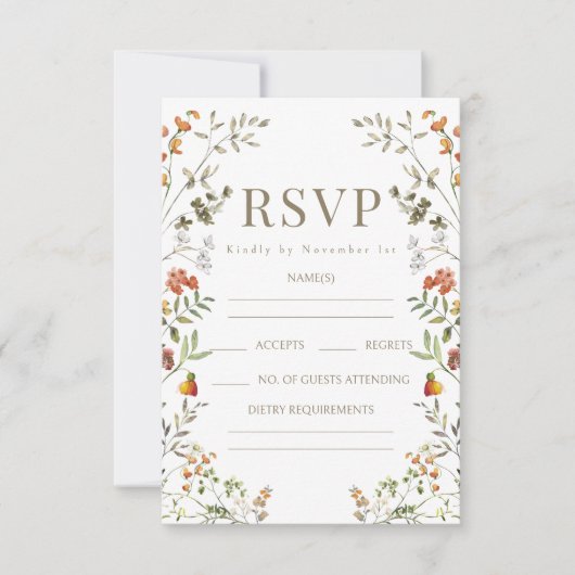 Rustic Meadow Wildflower Fall Wedding RSVP-kaarten RSVP Kaartje (Voorkant)