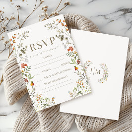 Rustic Meadow Wildflower Fall Wedding RSVP-kaarten RSVP Kaartje