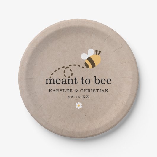 Rustic Meant To Bee Bruiloft Papieren Bordje (Voorkant)