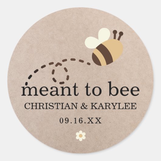 Rustic Meant To Bee Bruiloft Ronde Sticker (Voorkant)