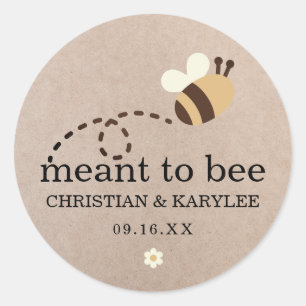 Rustic Meant To Bee Bruiloft Ronde Sticker