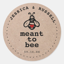 Rustic Meant To Bee Bruiloft Ronde Sticker