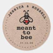 Rustic Meant To Bee Bruiloft Ronde Sticker (Voorkant)