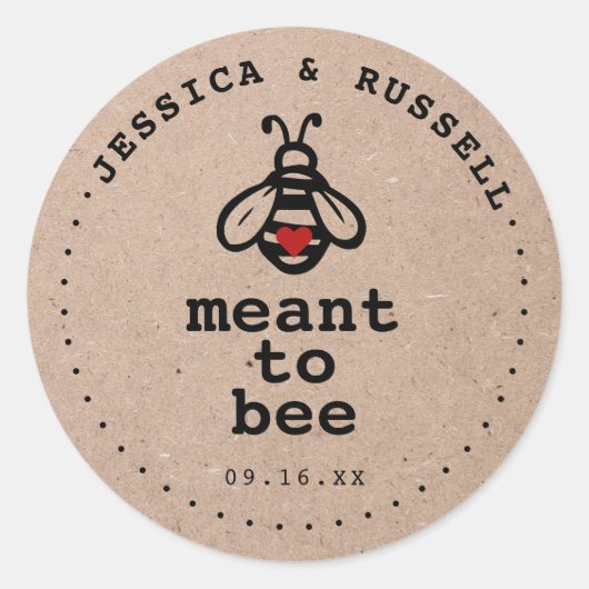 Rustic Meant To Bee Bruiloft Ronde Sticker (Voorkant)
