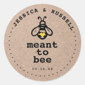 Rustic Meant To Bee Bruiloft Ronde Sticker (Voorkant)