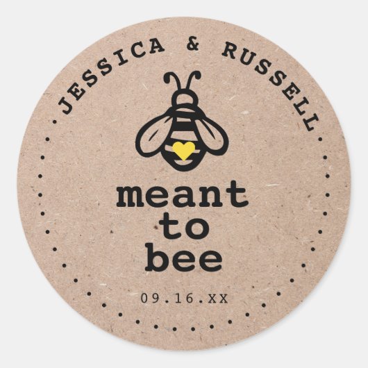 Rustic Meant To Bee Bruiloft Ronde Sticker (Voorkant)
