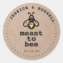 Rustic Meant To Bee Bruiloft Ronde Sticker