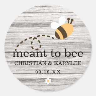 Rustic Meant To Bee Bruiloft Ronde Sticker