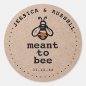 Rustic Meant To Bee Bruiloft Ronde Sticker (Voorkant)