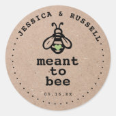 Rustic Meant To Bee Bruiloft Ronde Sticker (Voorkant)