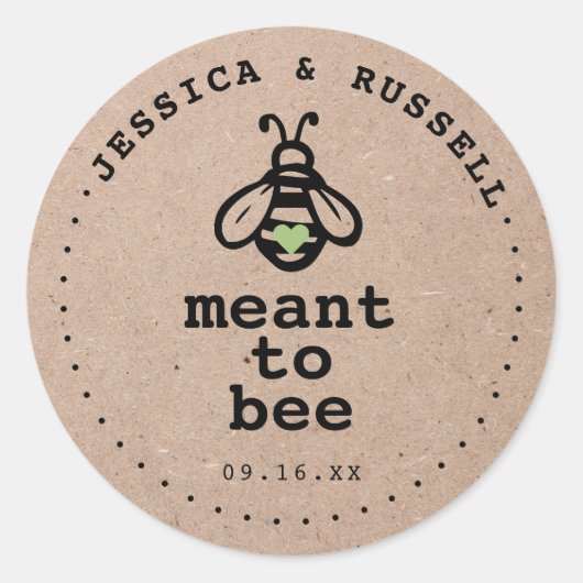 Rustic Meant To Bee Bruiloft Ronde Sticker (Voorkant)
