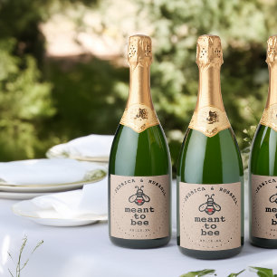 Rustic Meant To Bee Bruiloft Sparkling Wijnetiket