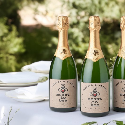 Rustic Meant To Bee Bruiloft Sparkling Wijnetiket