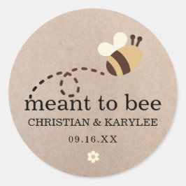 Rustic Meant to bee Wedding Ronde Sticker