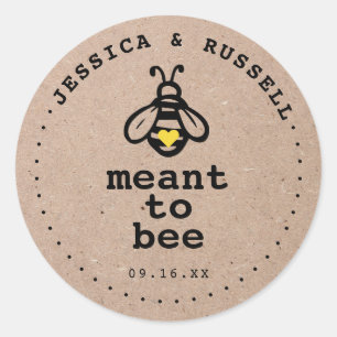 Rustic Meant to bee Wedding Ronde Sticker