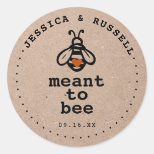 Rustic Meant to bee Wedding Ronde Sticker