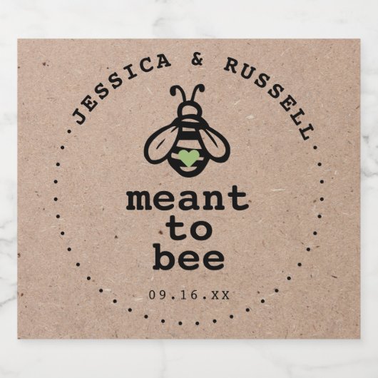 Rustic Meant to bee Wedding Sparkling Wijnetiket (Enkel label)