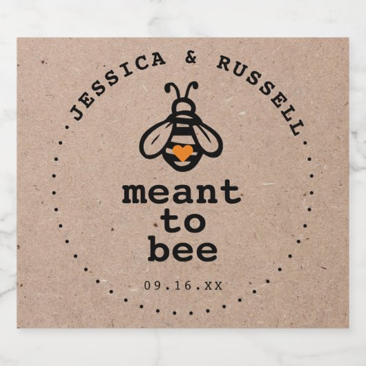 Rustic Meant to bee Wedding Sparkling Wijnetiket (Enkel label)