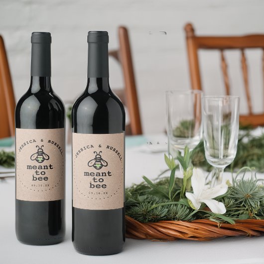 Rustic Meant to bee Wedding Wijn Etiket