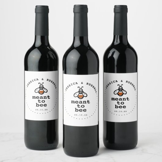 Rustic Meant to bee Wedding Wine Label Wijn Etiket (Flessen)