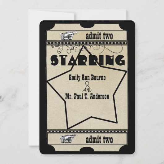 Rustic Medieval Renaissance Ticket Wedding Kaart (Achterkant)