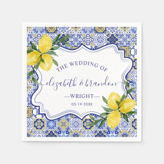 Rustic Mediterranean Tile Wedding with Lemons Servet (Voorkant)