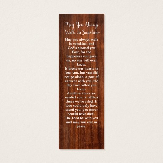 Rustic Memorial 3 Foto Funeral Poem Bladwijzer Mini Visitekaartjes (Achterkant)