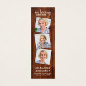 Rustic Memorial 3 Foto Funeral Poem Bladwijzer Mini Visitekaartjes (Voorkant)