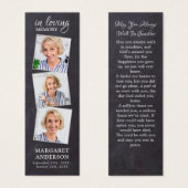 Rustic Memorial 3 Foto Funeral Poem Bladwijzer Mini Visitekaartjes (Voorkant /achterkant)