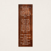 Rustic Memorial 3 Foto Funeral Prayer Bladwijzer Mini Visitekaartjes (Achterkant)