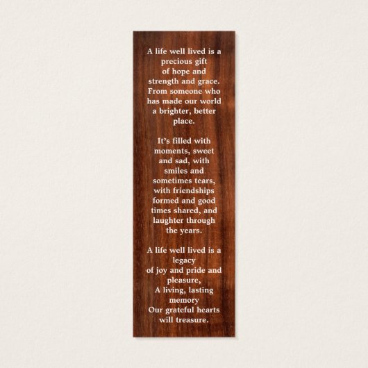 Rustic Memorial 3 Foto Funeral Prayer Bladwijzer Mini Visitekaartjes (Achterkant)