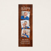 Rustic Memorial 3 Foto Funeral Prayer Bladwijzer Mini Visitekaartjes (Voorkant)