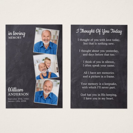 Rustic Memorial 3 Foto Funeral Prayer Kaart (Voorkant /achterkant)