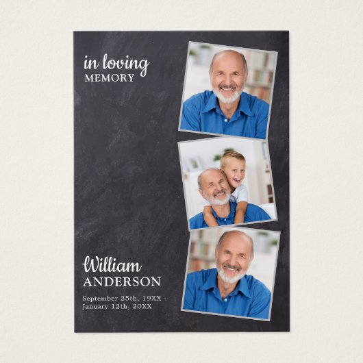 Rustic Memorial 3 Foto Funeral Prayer Kaart (Voorkant)