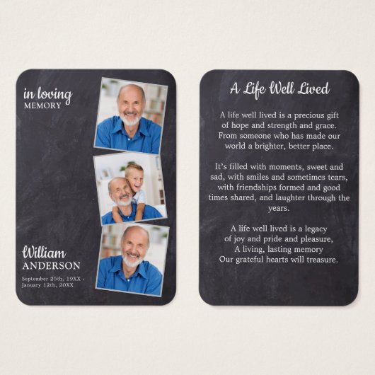 Rustic Memorial 3 Foto Silk Funeral Prayer Kaart (Voorkant /achterkant)