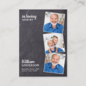 Rustic Memorial 3 Foto Slate Funeral Prayer Kaart Contactkaartje (Voorkant)